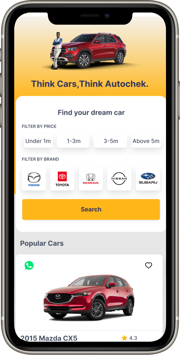 Autochek Africa mobile homepage