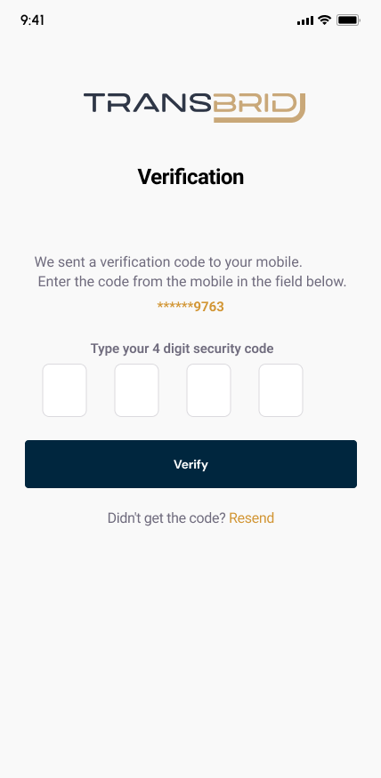 Transbridj verification screen